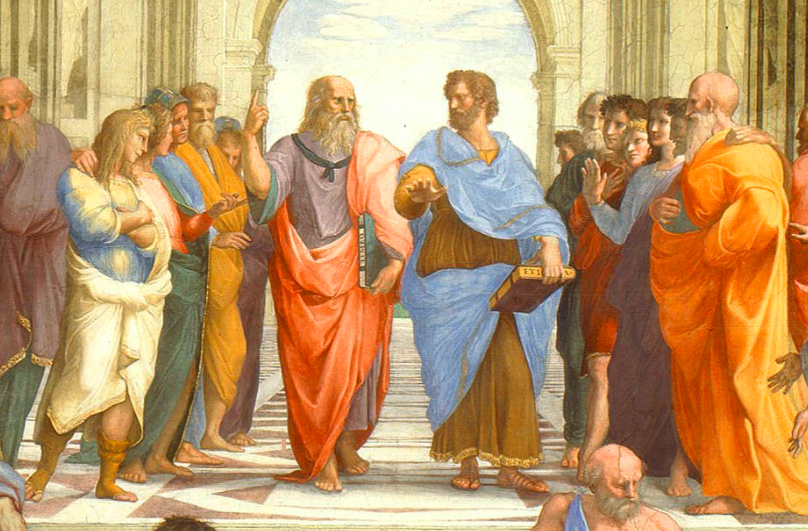 天井を指差すプラトンと、地上を指すアリストテレス。